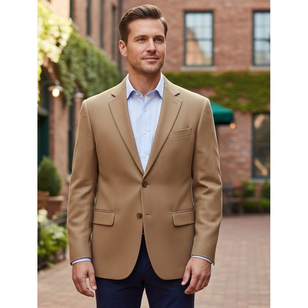 LL Bean Sport Coat Mens 44T Brown Wool Cashmere Jacket Preppy Classic Blazer